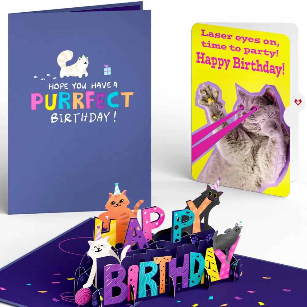 Lovepop Birthday | Happy Birthday with Cat Laser Eyes Pop-Up Card and Sentiment Set