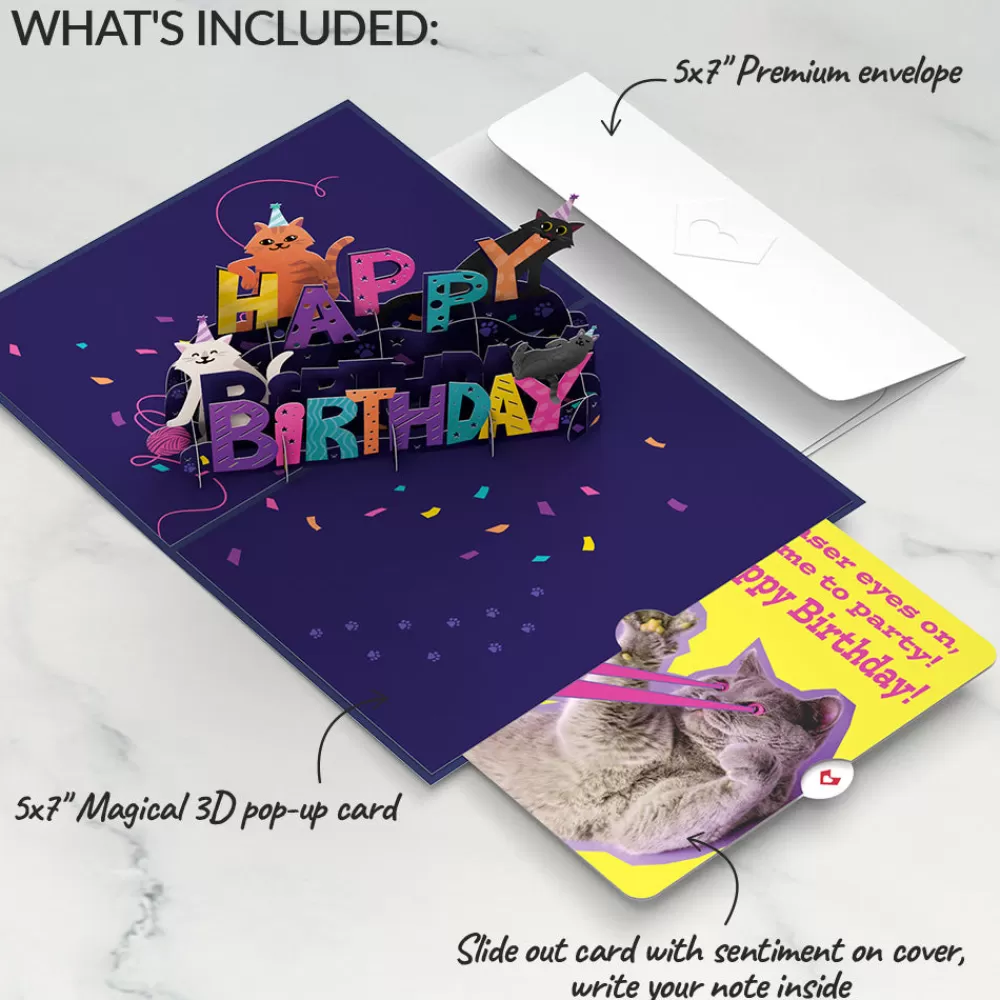 Lovepop Birthday | Happy Birthday with Cat Laser Eyes Pop-Up Card and Sentiment Set