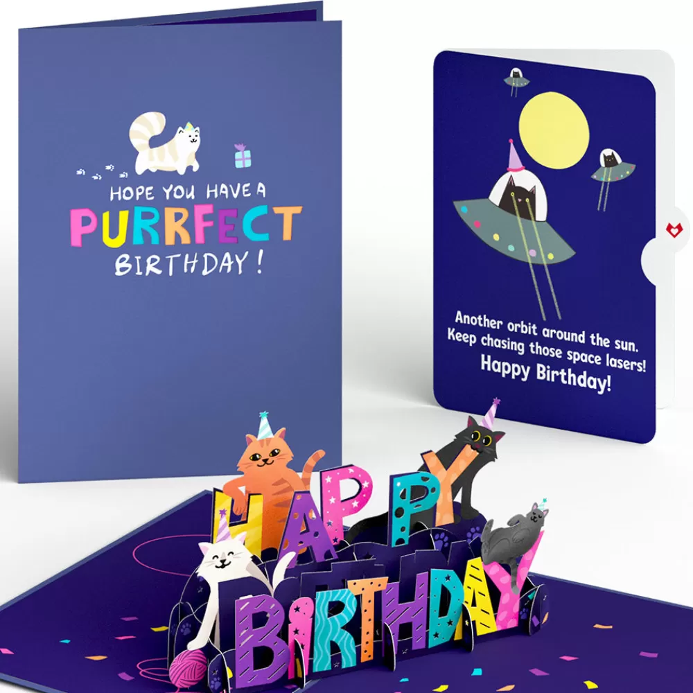 Lovepop Birthday | Happy Birthday with Space Laser Cats Pop-Up Card and Sentiment Set