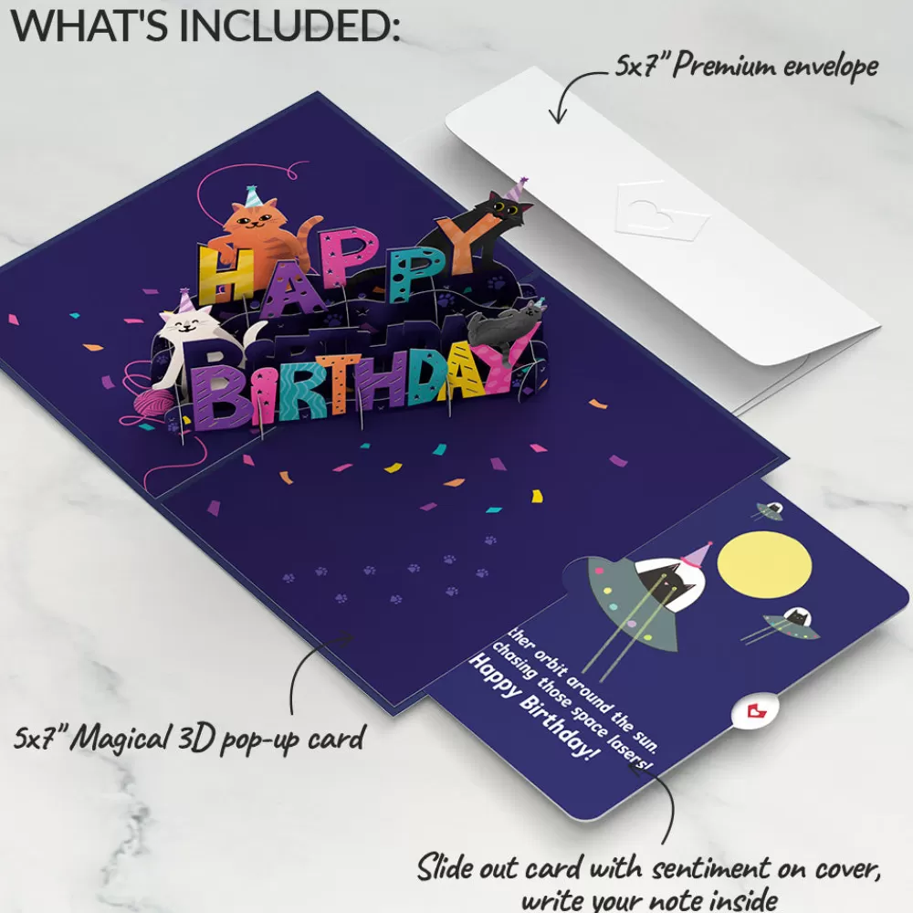 Lovepop Birthday | Happy Birthday with Space Laser Cats Pop-Up Card and Sentiment Set