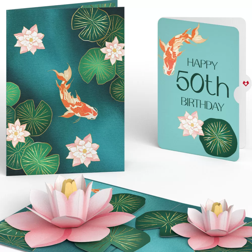 Lovepop Birthday | Koi Fish and Lotus 50th Birthday Pop-Up Card and Sentiment Set