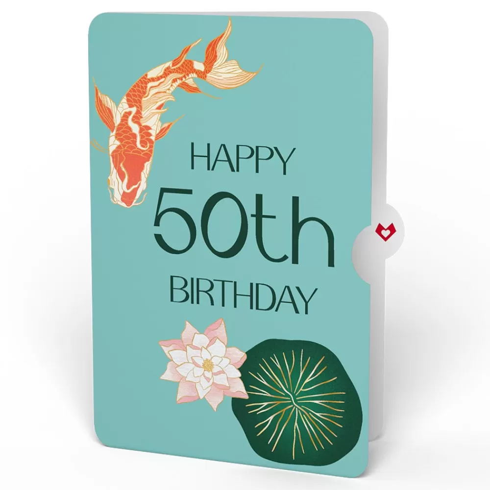 Lovepop Birthday | Koi Fish and Lotus 50th Birthday Pop-Up Card and Sentiment Set