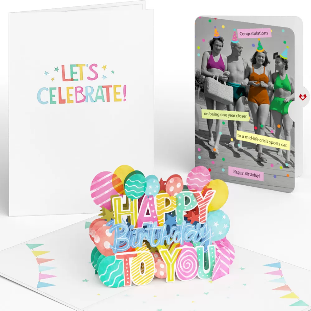 Lovepop Birthday | Let's Celebrate Birthday Pop-Up Card and A Mid-life Crisis Sports Car Sentiment Set for Any Woman