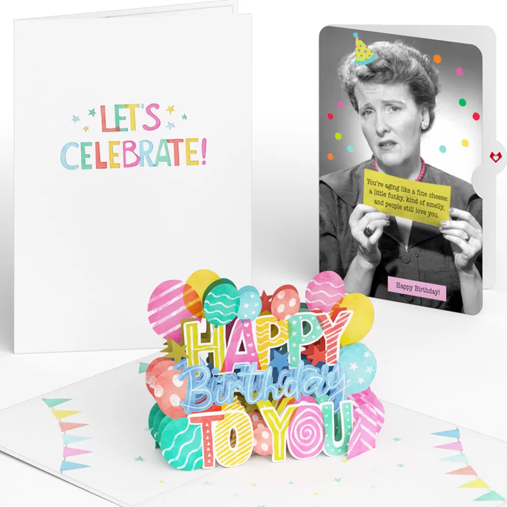 Lovepop Birthday | Let's Celebrate Birthday Pop-Up Card and Aging Like a Fine Cheese Sentiment Set for Any Woman