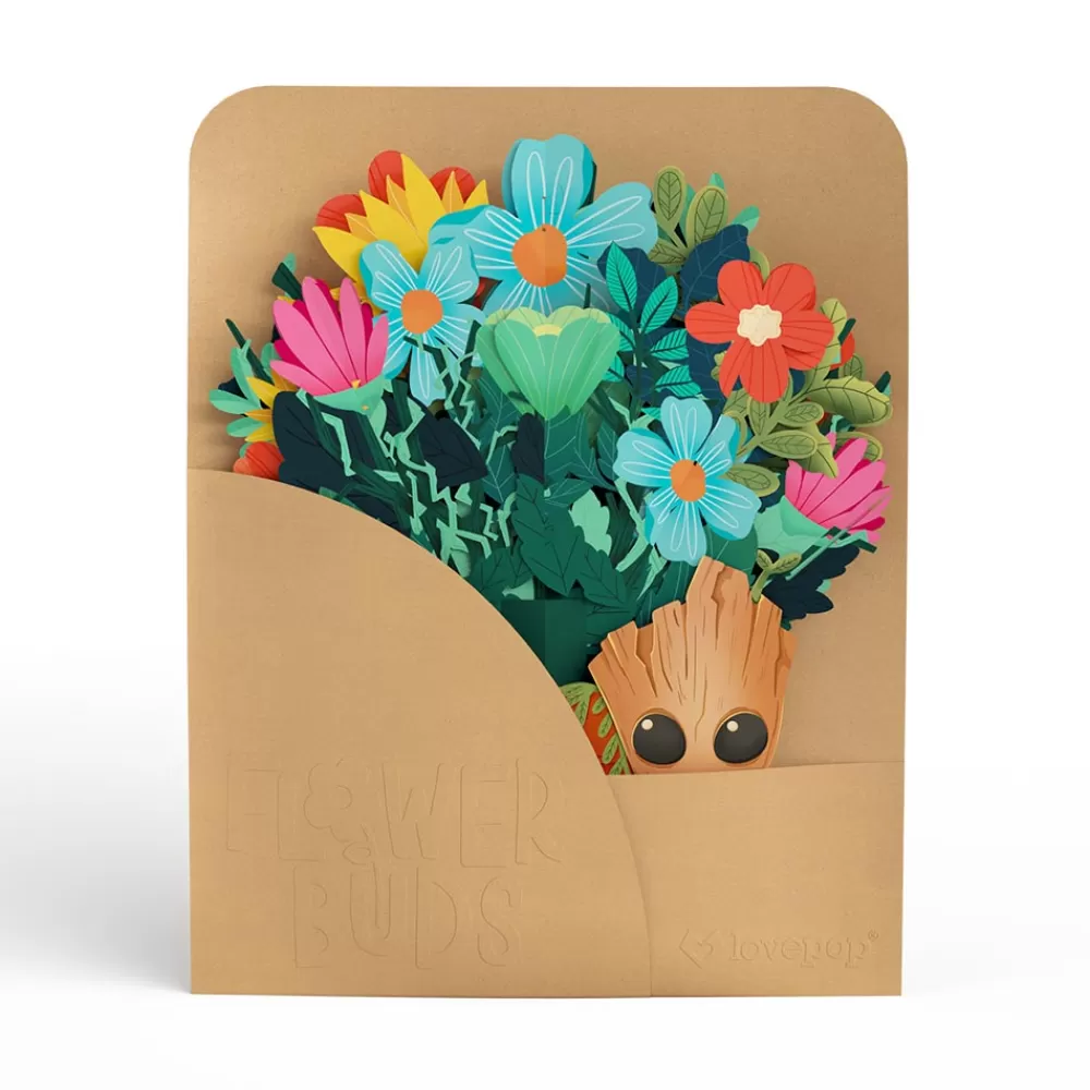 Lovepop Pop-Up Bouquets | Card & Gift Bundles | Marvel's Guardians of the Galaxy Groot Birthday Pop-Up Card & Flower Buds Bouquet Bundle