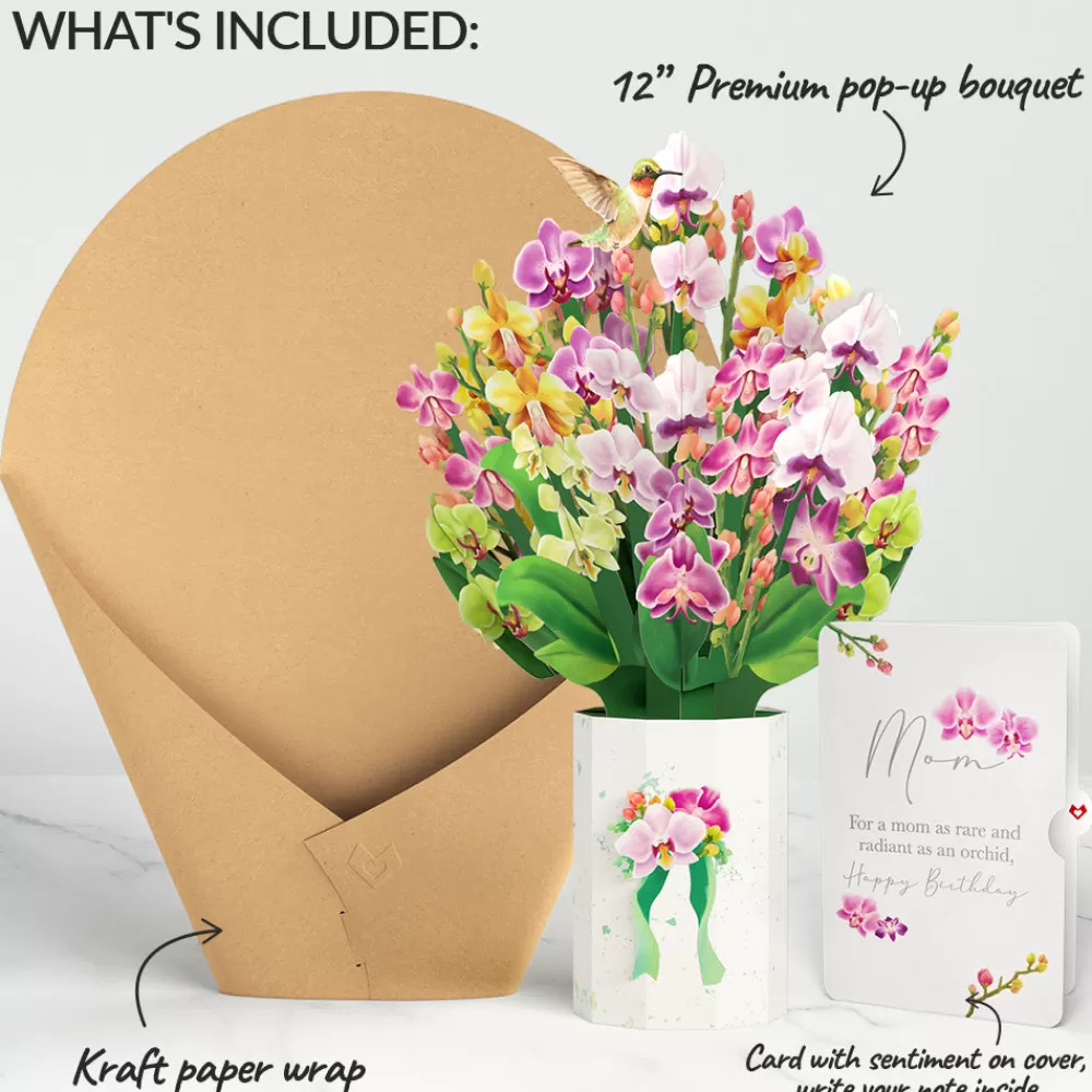 Lovepop Pop-Up Bouquets | Mom | Orchid Birthday Bouquet and Sentiment Set for Mom