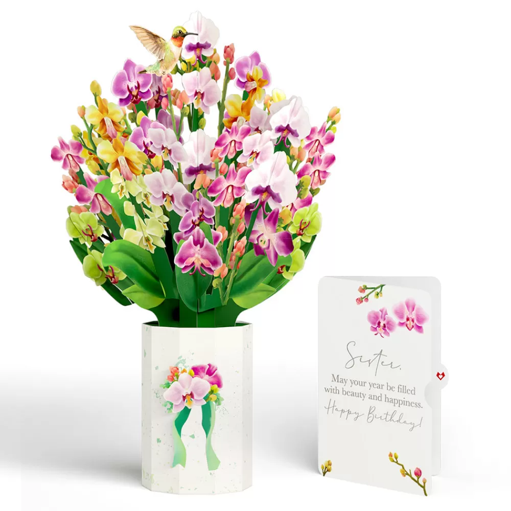 Lovepop Pop-Up Bouquets | Orchid Birthday Bouquet and Sentiment Set for Sister