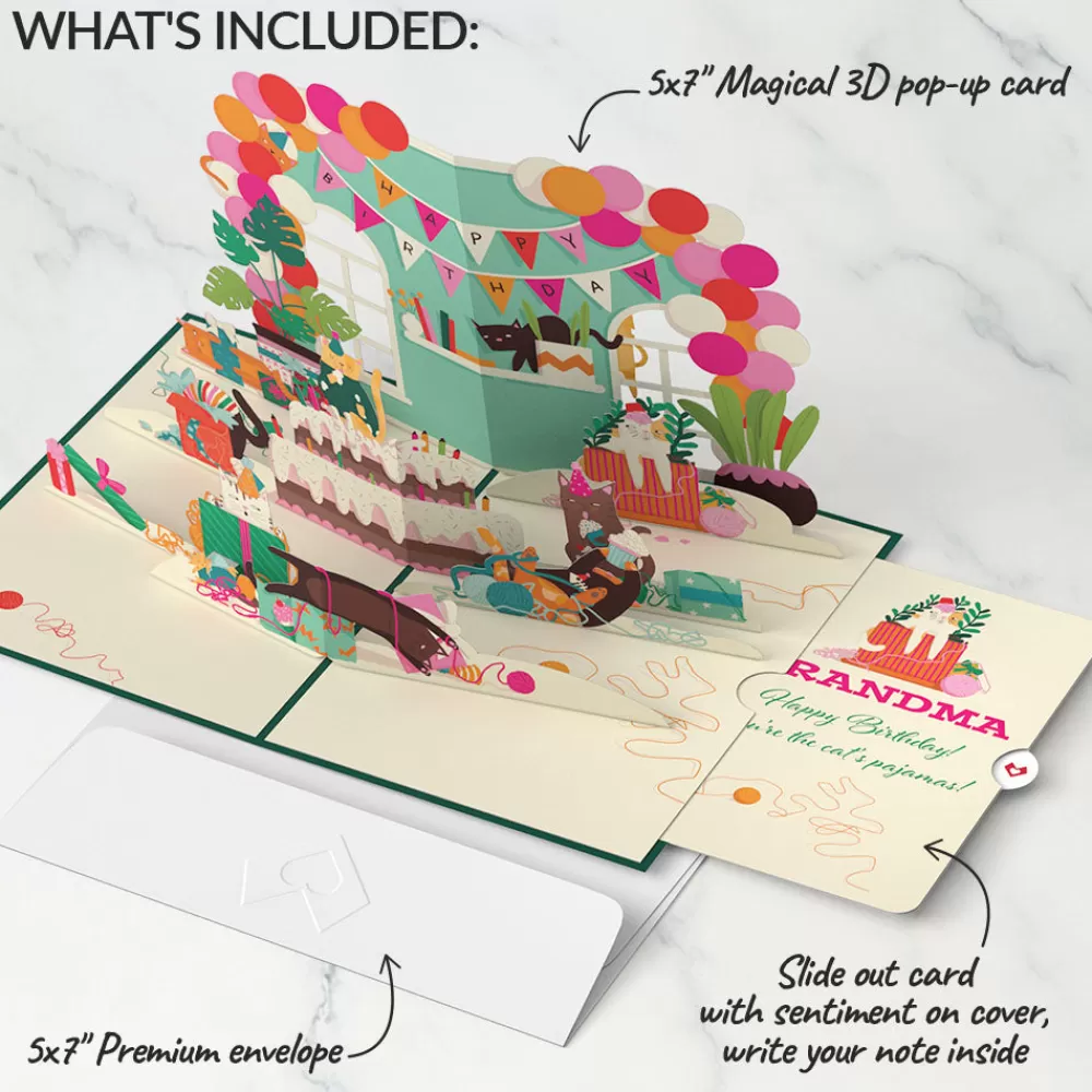 Lovepop Birthday | Party Cats Birthday Pop-Up Card and Sentiment Set for Grandma