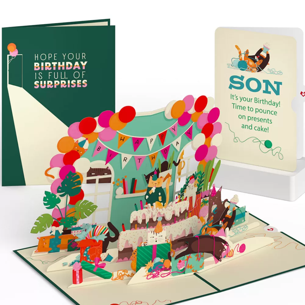 Lovepop Birthday | Party Cats Birthday Pop-Up Card and Sentiment Set for Son