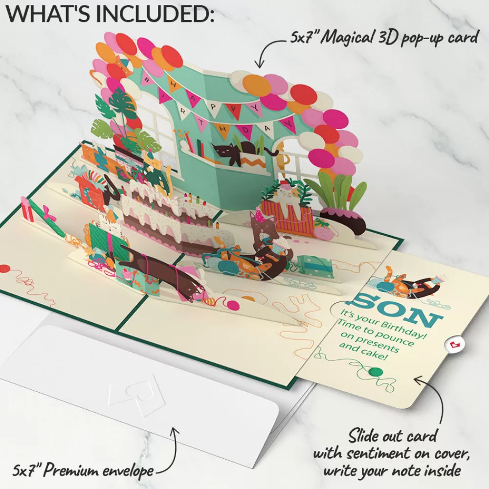 Lovepop Birthday | Party Cats Birthday Pop-Up Card and Sentiment Set for Son