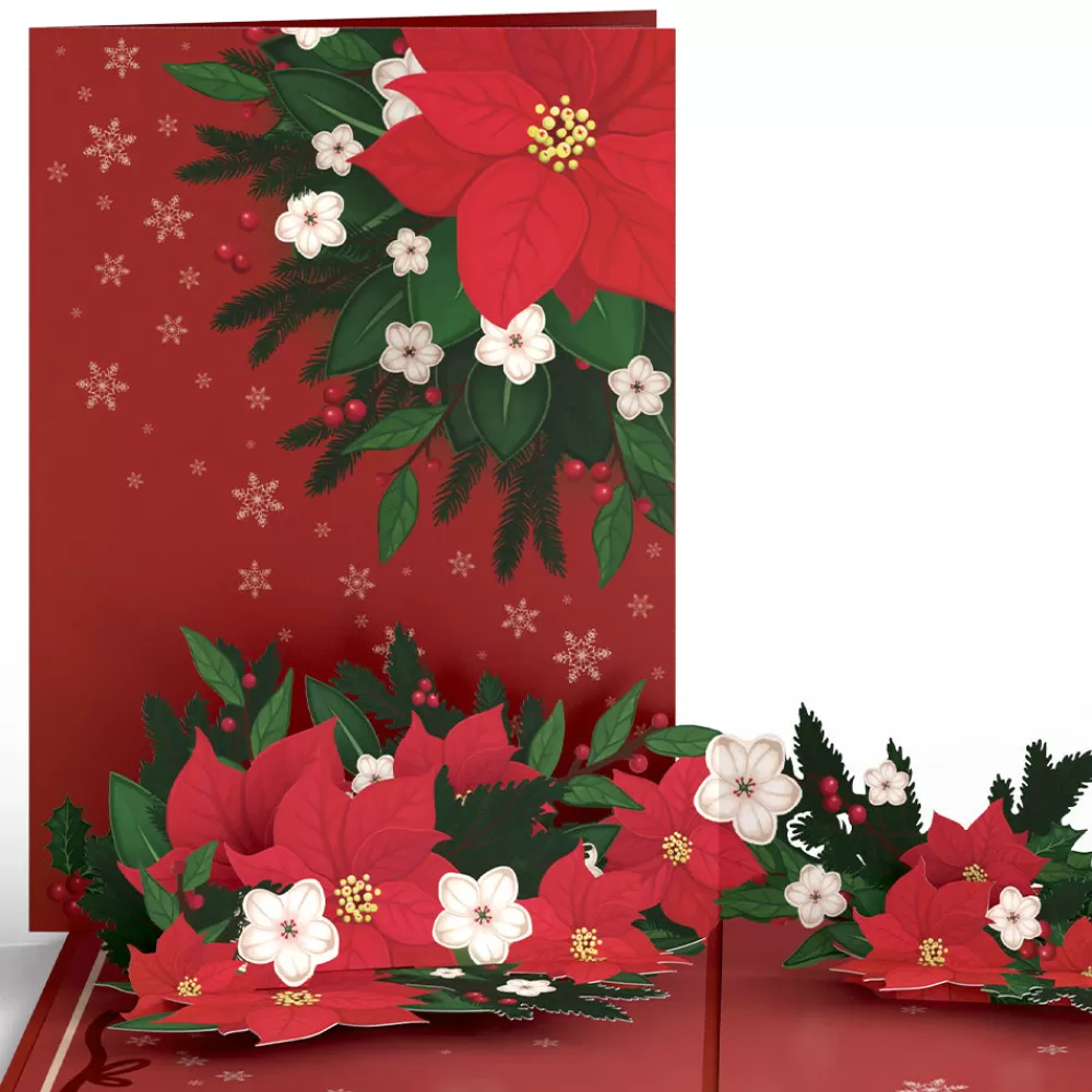 Lovepop Greeting Cards | Poinsettia & Pine Pop-Up Card