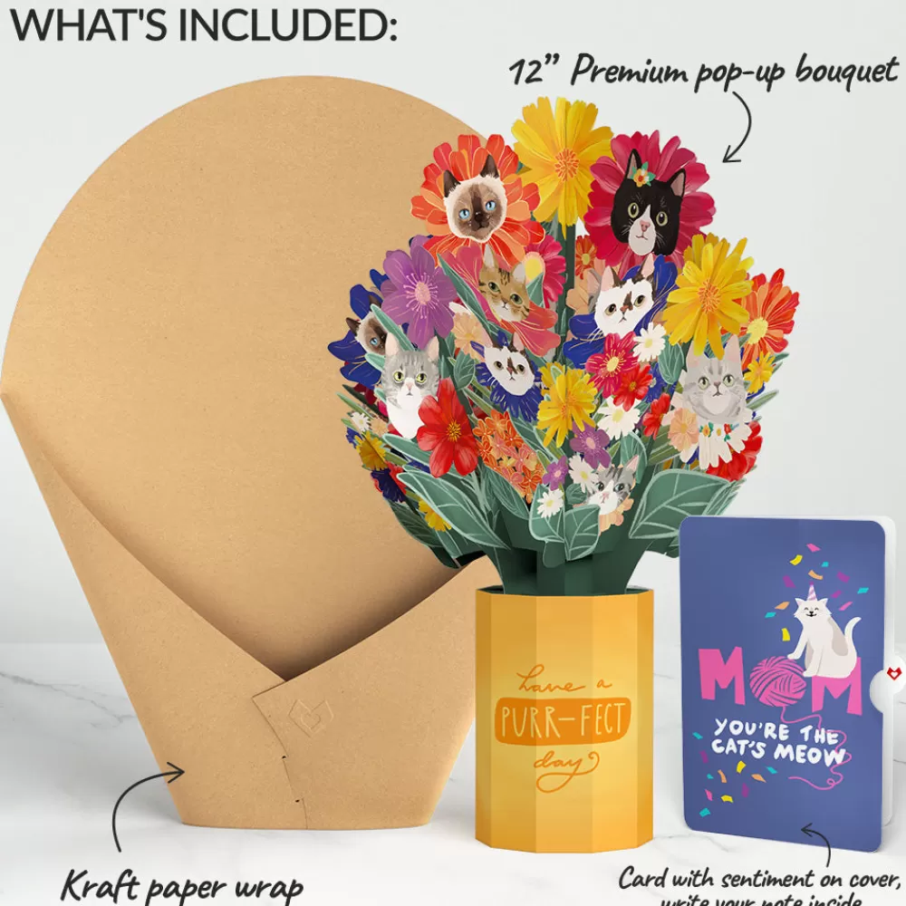Lovepop Pop-Up Bouquets | Birthday | Purr-fect Cat Birthday Bouquet and Sentiment Set for Mom
