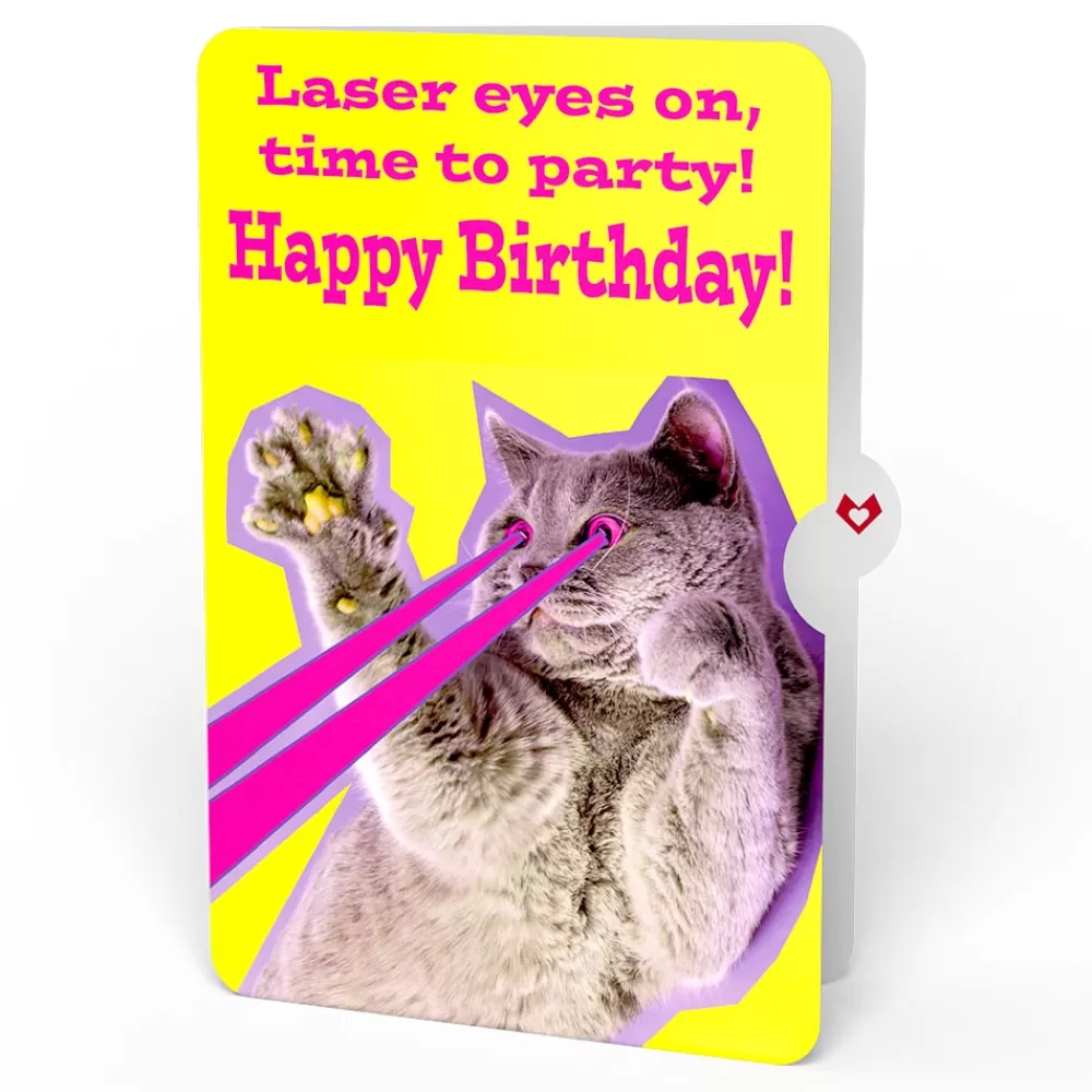 Lovepop Plushpop | Birthday | Rainbow Bear with Cat Laser Eyes Birthday Plushpop Card and Sentiment Set