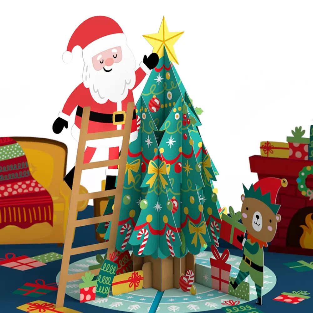 Lovepop Greeting Cards | Christmas 12/25 | Santa Decorating a Christmas Tree Pop-Up Card
