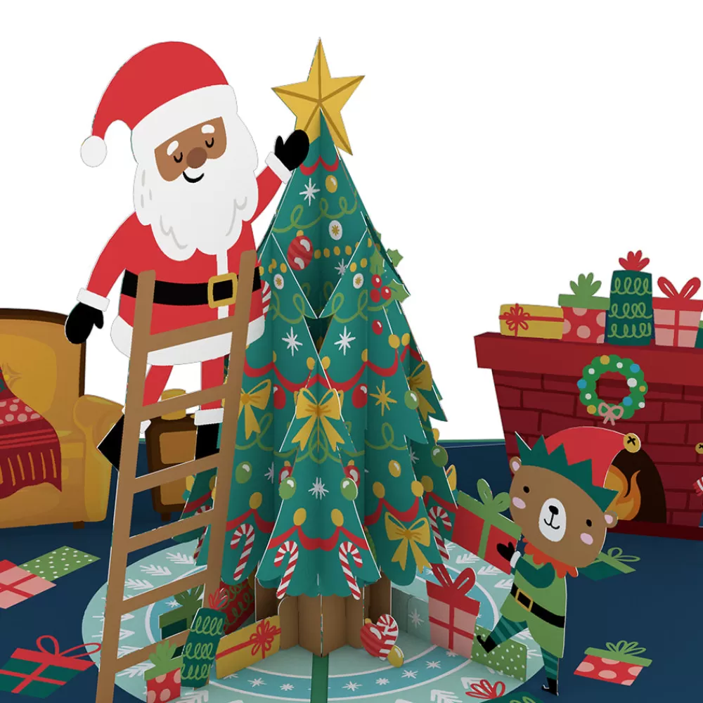 Lovepop Greeting Cards | Christmas 12/25 | Santa Decorating a Christmas Tree Pop-Up Card