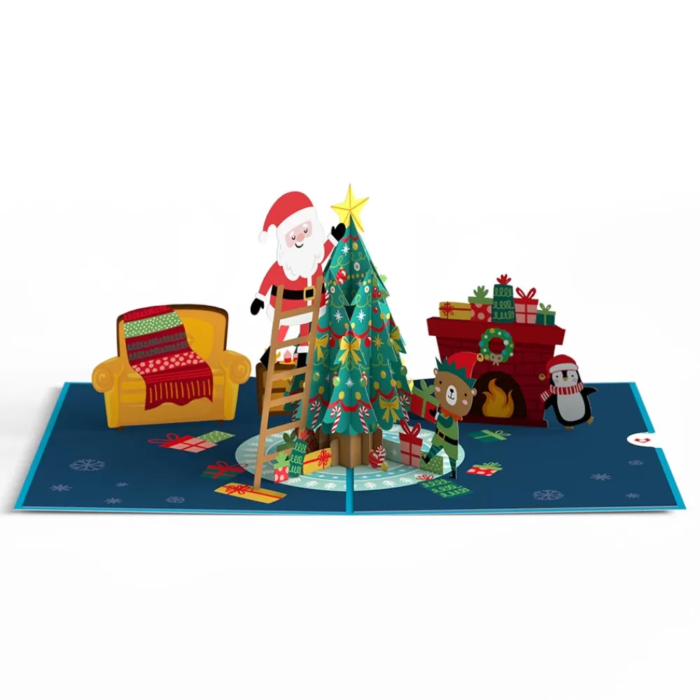 Lovepop Greeting Cards | Christmas 12/25 | Santa Decorating a Christmas Tree Pop-Up Card
