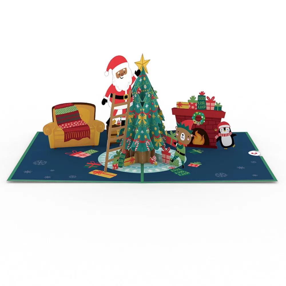 Lovepop Greeting Cards | Christmas 12/25 | Santa Decorating a Christmas Tree Pop-Up Card