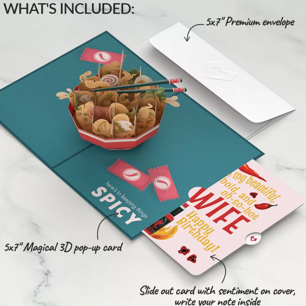 Lovepop Birthday | Her | Send Noods Spicy Birthday Pop-Up Card and Sentiment Set for Wife