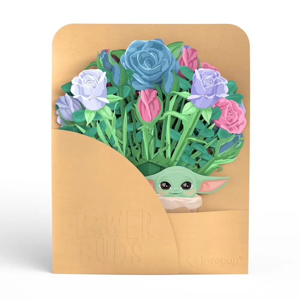 Lovepop Pop-Up Bouquets | Card & Gift Bundles | Star Wars™ The Mandalorian™ Grogu™ Birthday Pop-Up Card & Flower Buds Bouquet Bundle