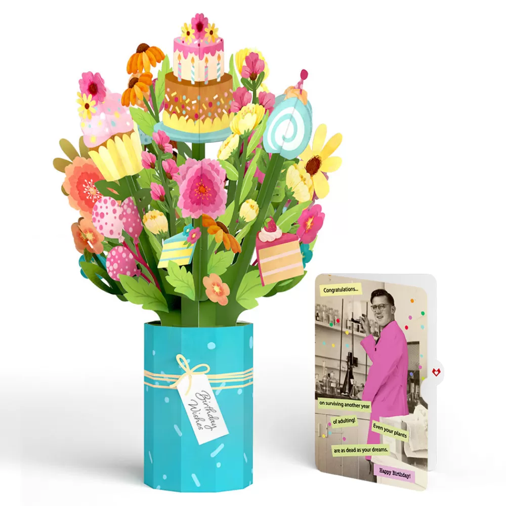 Lovepop Birthday | Sweet Birthday Wishes Bouquet and Survive Another Year of Adulting Congratulations Sentiment Set