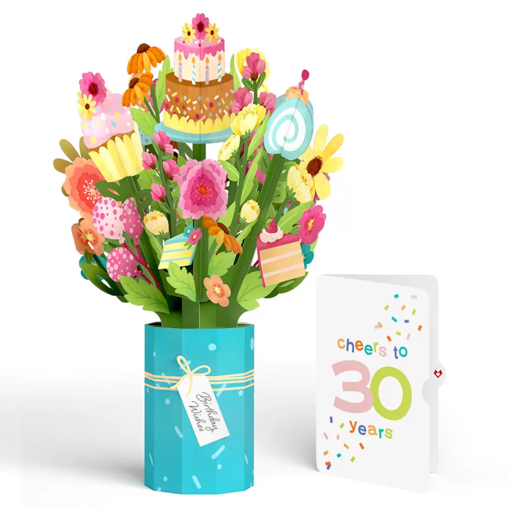 Lovepop Pop-Up Bouquets | Birthday | Sweet 30th Birthday Wishes Bouquet and Confetti Cake Sentiment Set