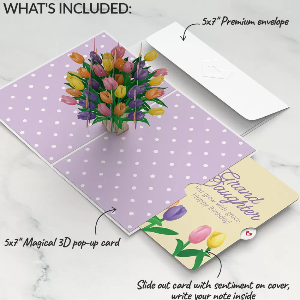 Lovepop Birthday | Tulips Birthday Pop-Up Card and Sentiment Set for Granddaughter