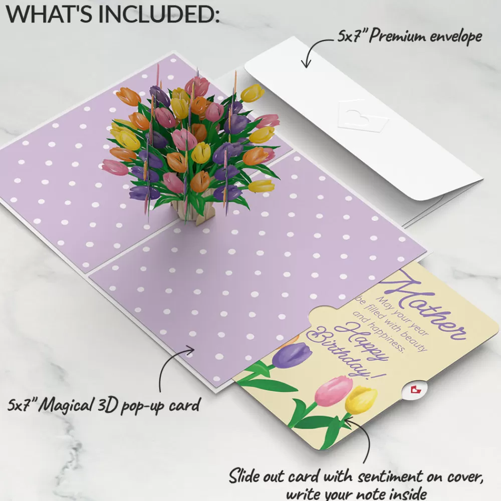 Lovepop Birthday | Mom | Tulips Birthday Pop-Up Card and Sentiment Set for Mother