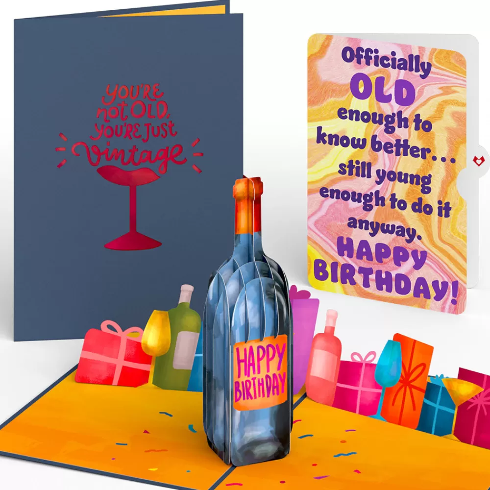 Lovepop Birthday | Vintage Wine Birthday Pop-Up Card and Old Enough Young Enough Sentiment Set