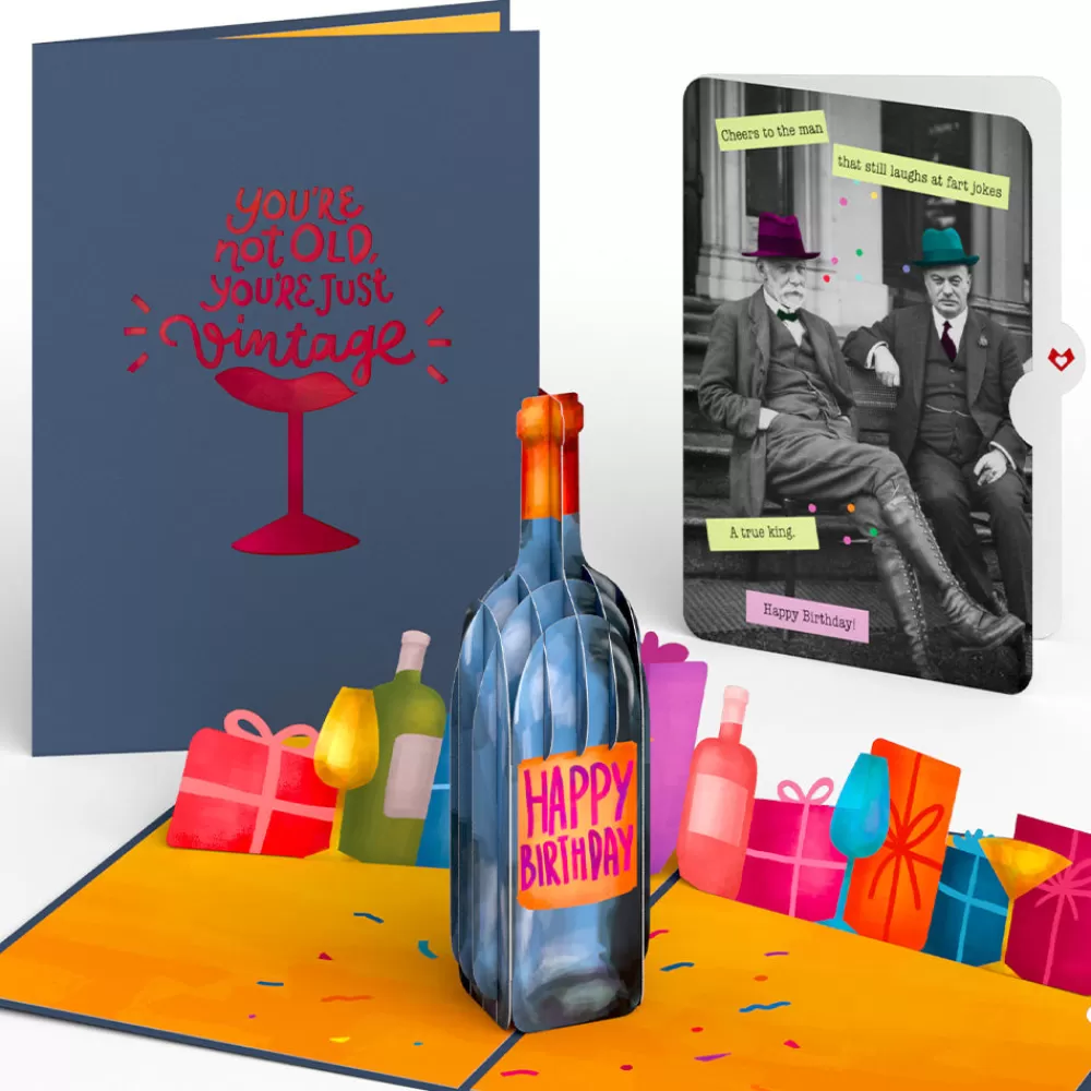 Lovepop Birthday | Vintage Wine Birthday Pop-Up Card and Sentiment Set for Any Man