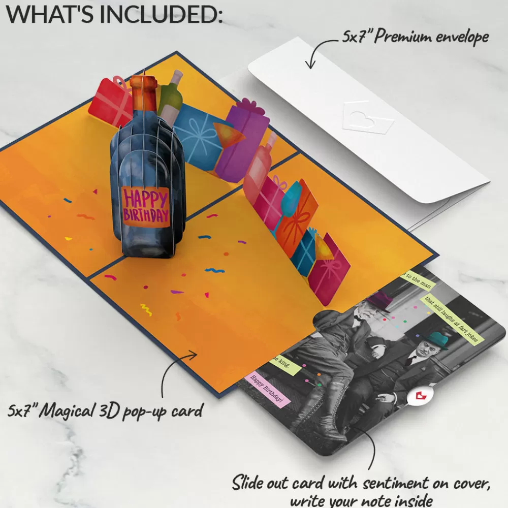 Lovepop Birthday | Vintage Wine Birthday Pop-Up Card and Sentiment Set for Any Man
