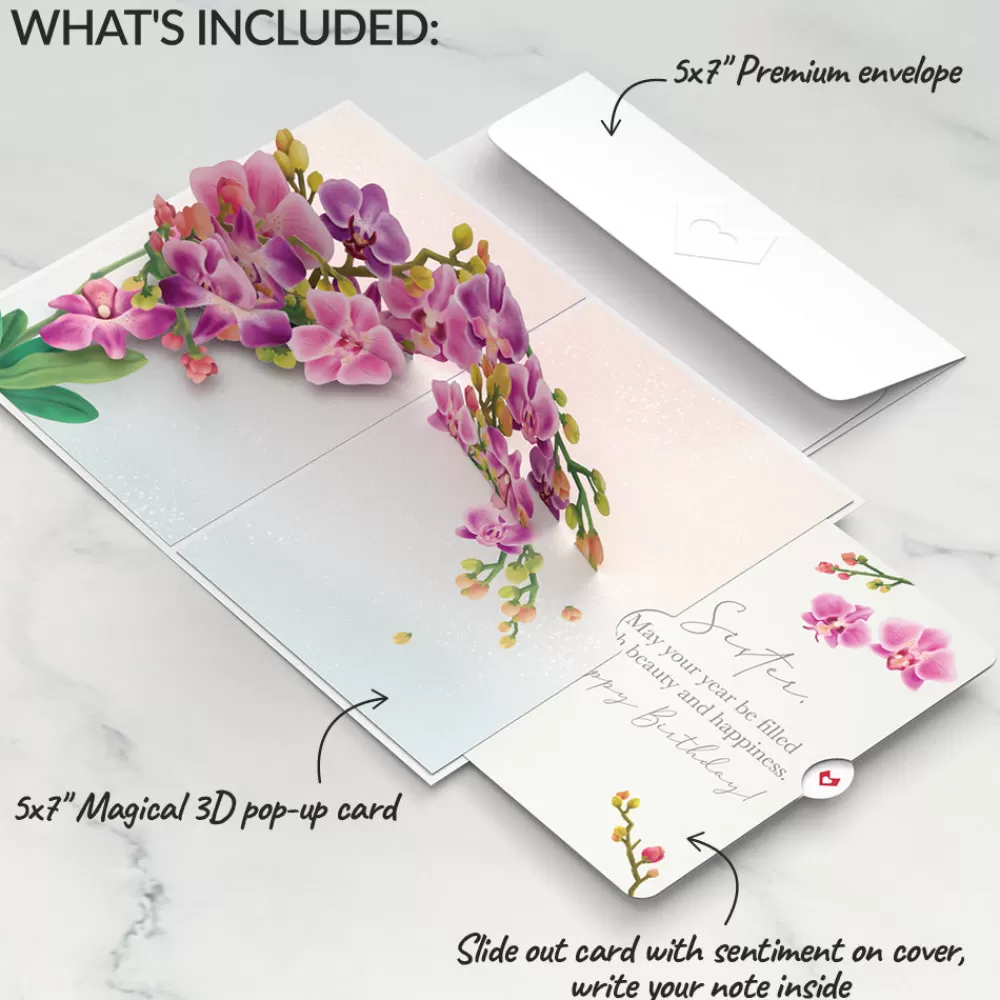 Lovepop Birthday | Watercolor Orchid Birthday Pop-Up Card and Sentiment Set for Sister