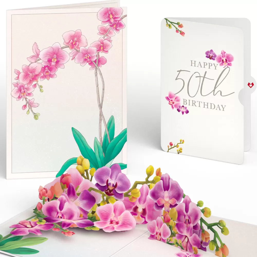 Lovepop Birthday | Watercolor Orchid 50th Birthday Pop-Up Card and Sentiment Set
