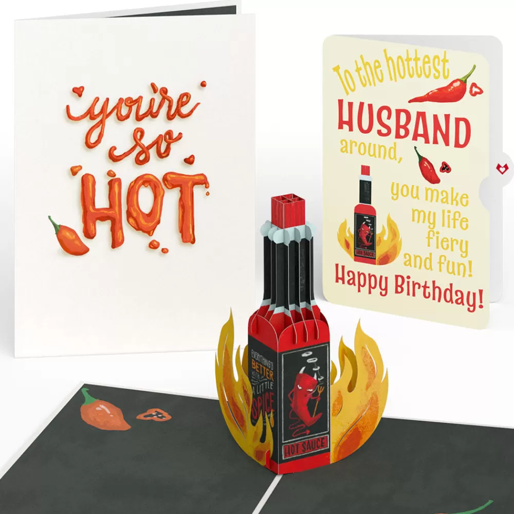 Lovepop Birthday | Him | You’re So Hot - Hot Sauce Birthday Pop-Up Card and Sentiment Set for Husband