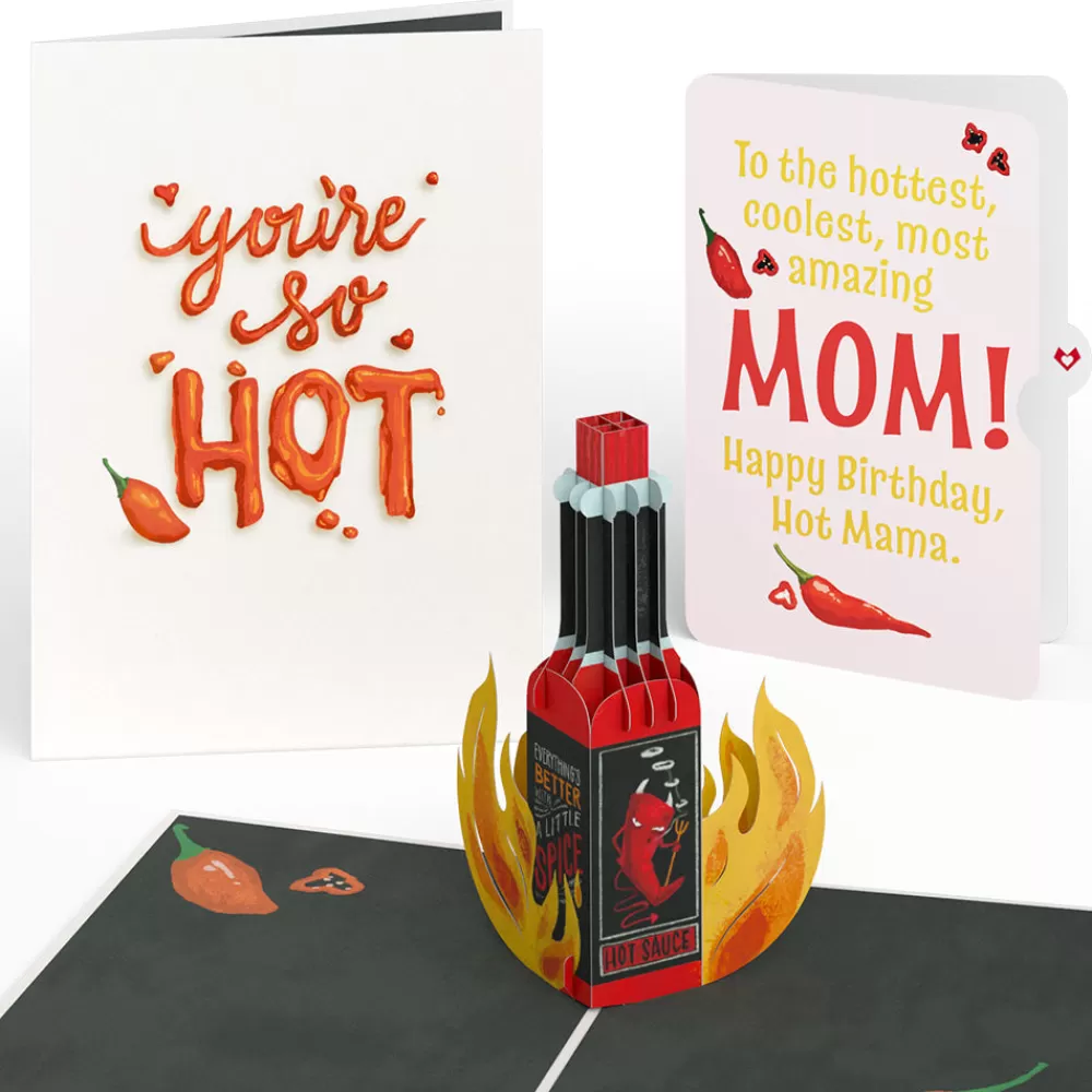 Lovepop Birthday | Her | You’re So Hot - Hot Sauce Birthday Pop-Up Card and Sentiment Set for Mom